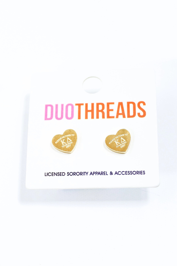 Sorority Heart Earrings - Kappa Delta