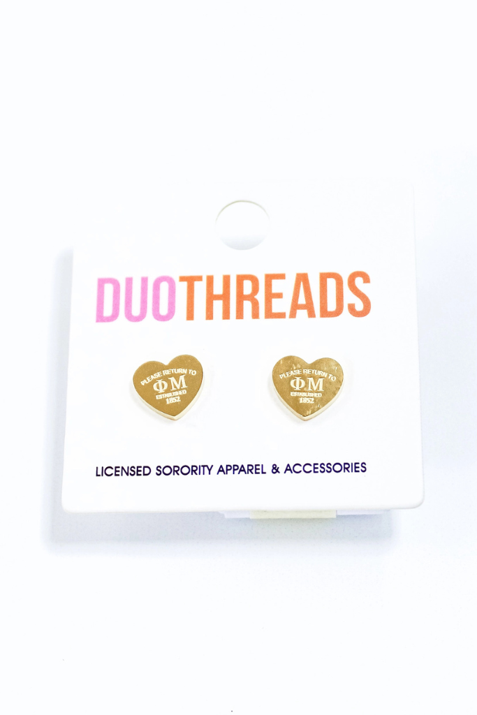 Sorority Heart Earrings - Phi Mu