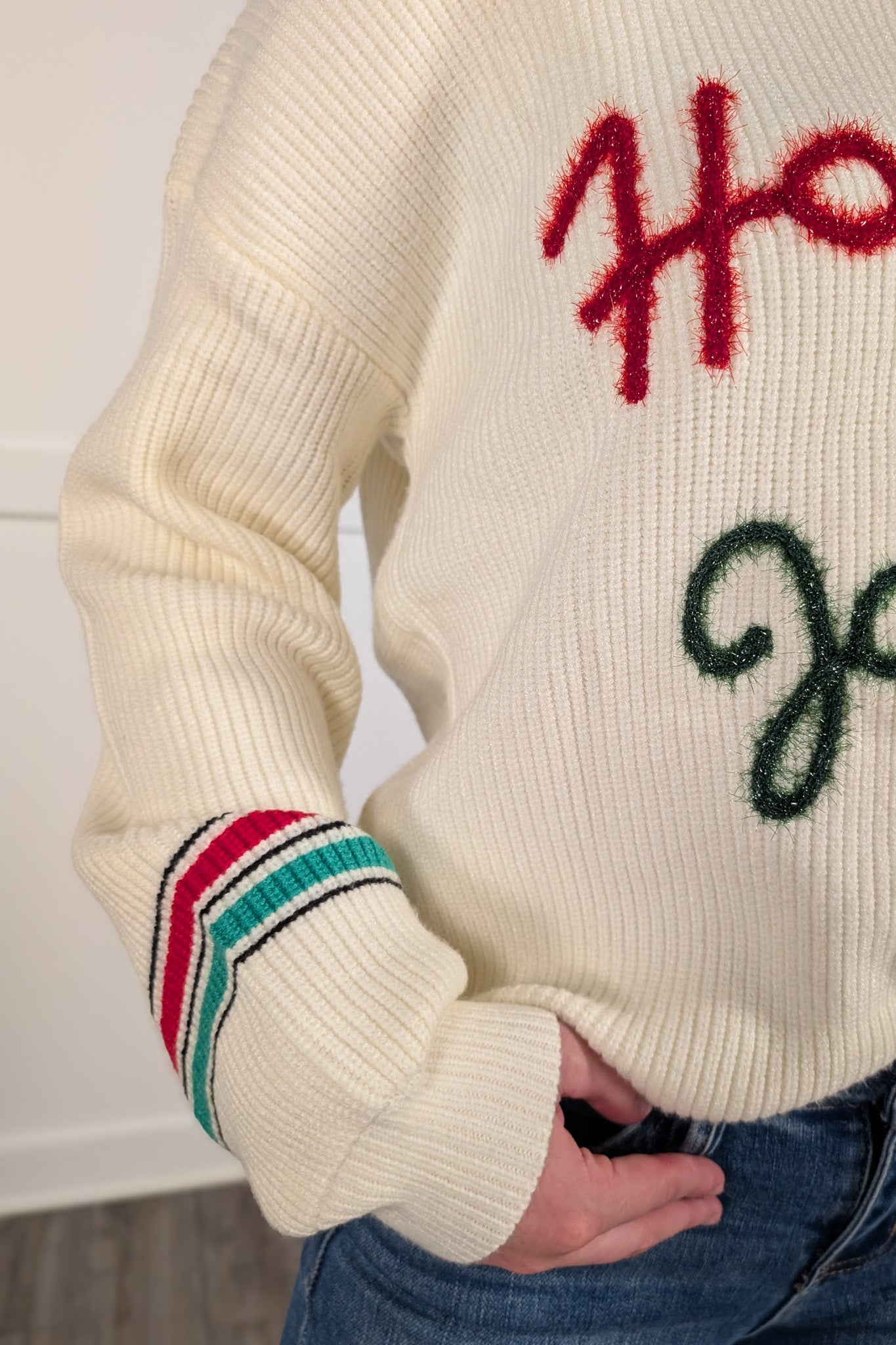 Holly Jolly Tinsel Sweater - Ivory