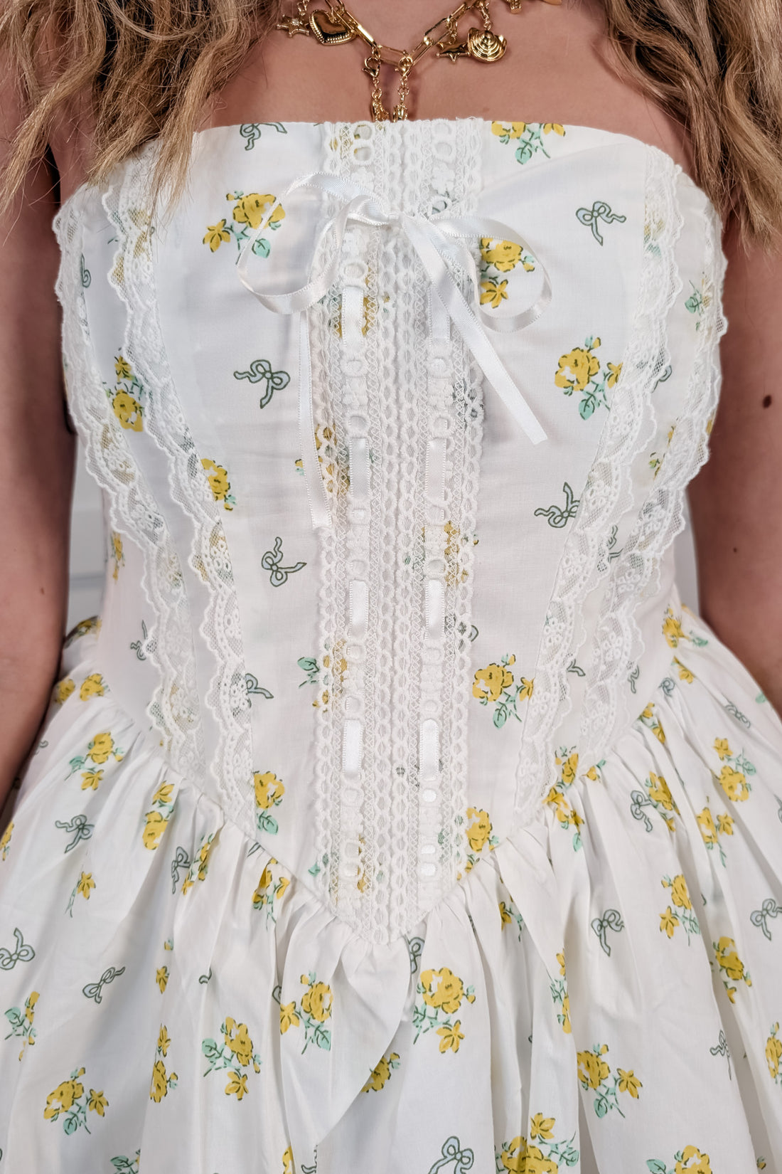 Real Fancy Floral Dress - Yellow