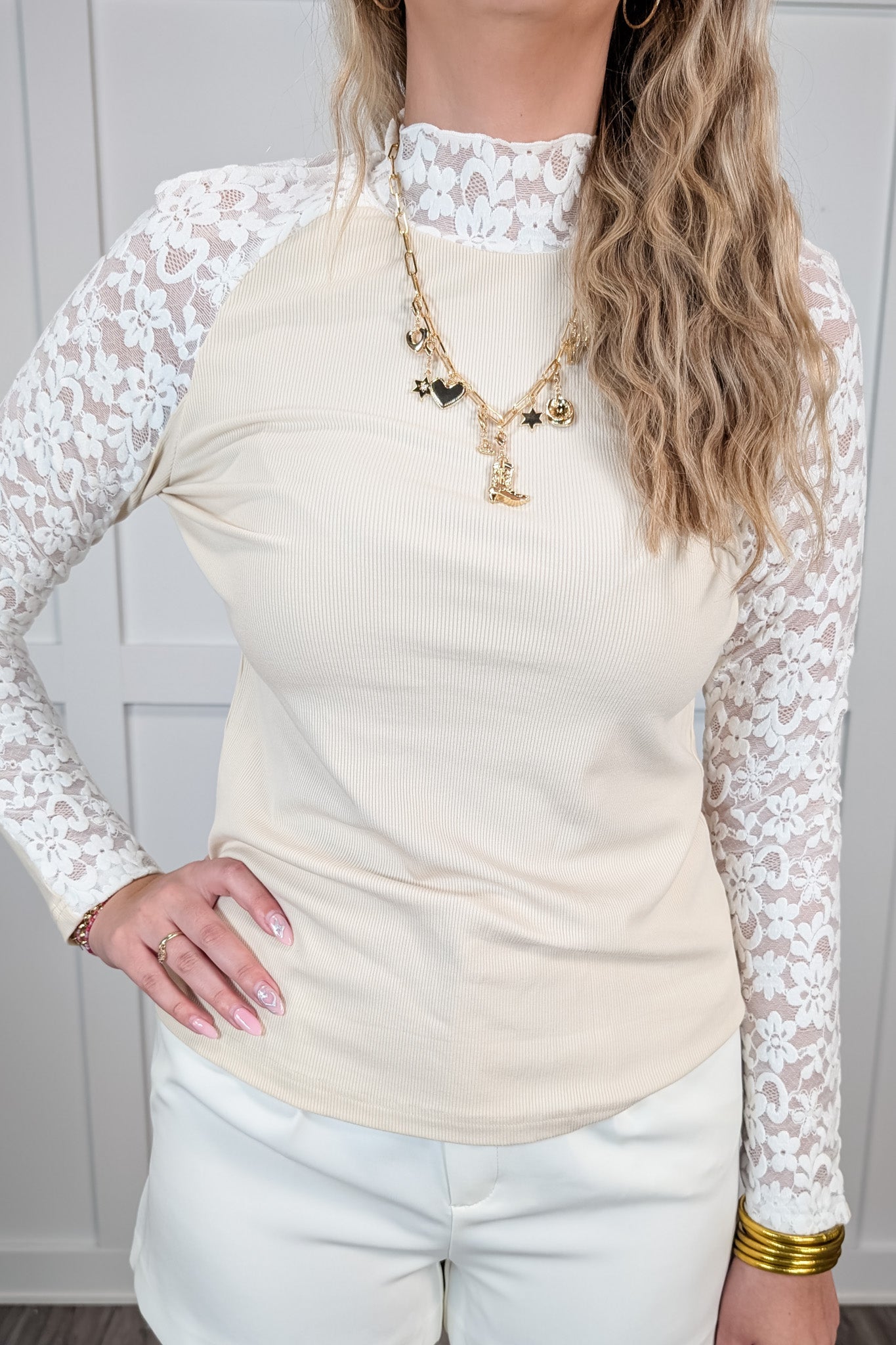 Cool Girl Lace Top - Beige