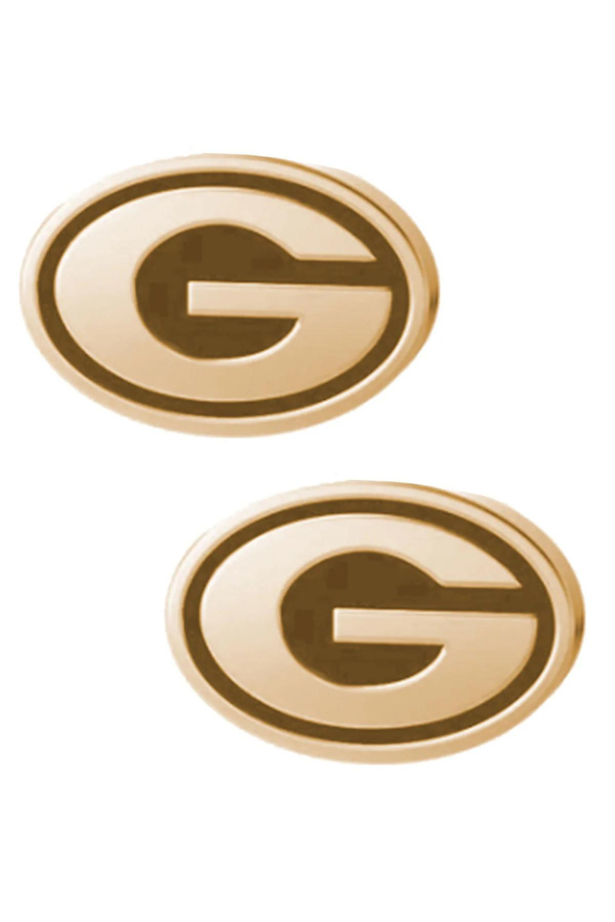 GA Bulldogs 24k Gold Plated Stud Earrings- Gold