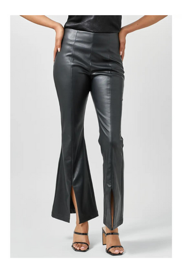 More Than Friends Flare Leather Pants- Black