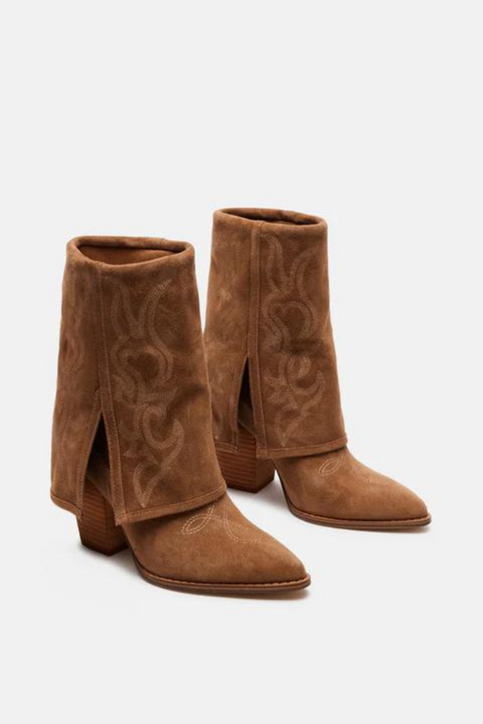 Steve Madden Layne Suede Booties- Cognac