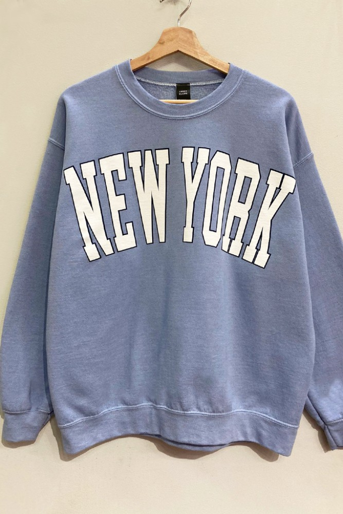 New York Graphic Sweatshirt- Cobalt Blue