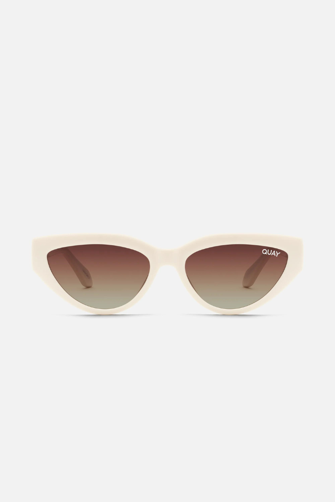 QUAY Narrow Down Sunglasses- Bone