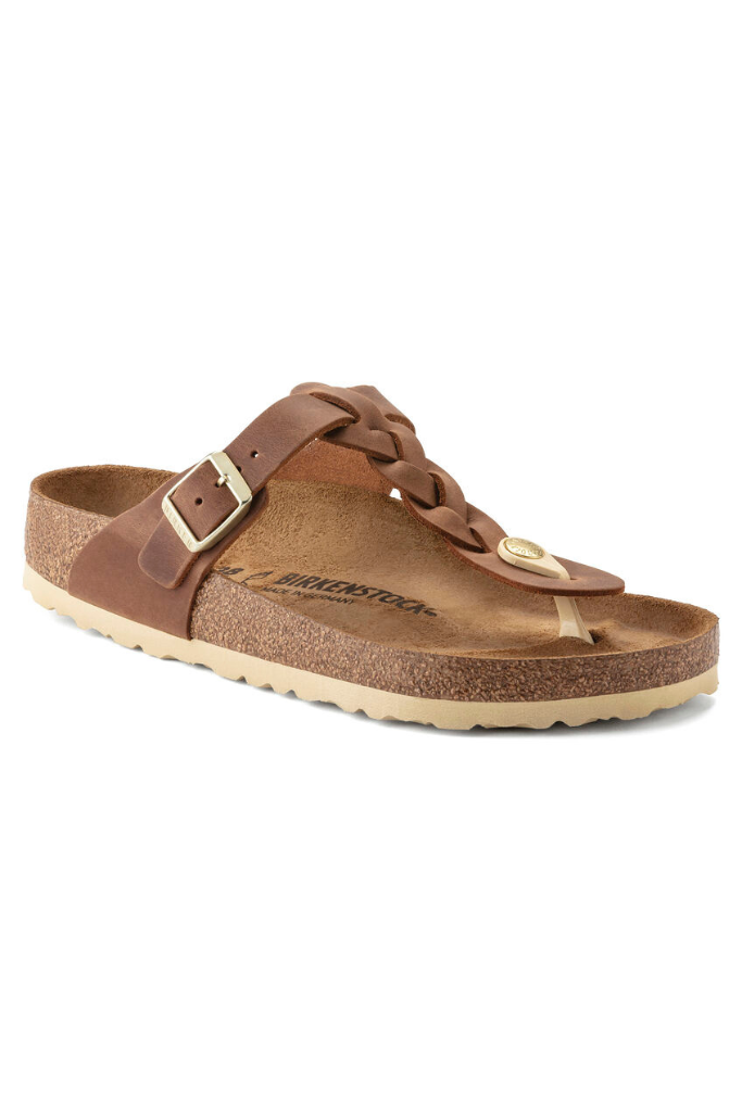 Birkenstock Gizeh Braided Oiled Leather- Cognac