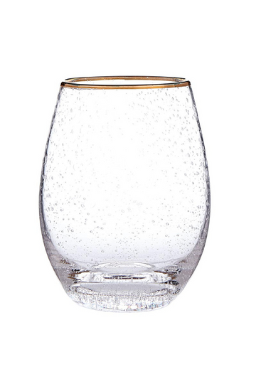 Gold Rimmed Stemless Wine Glass