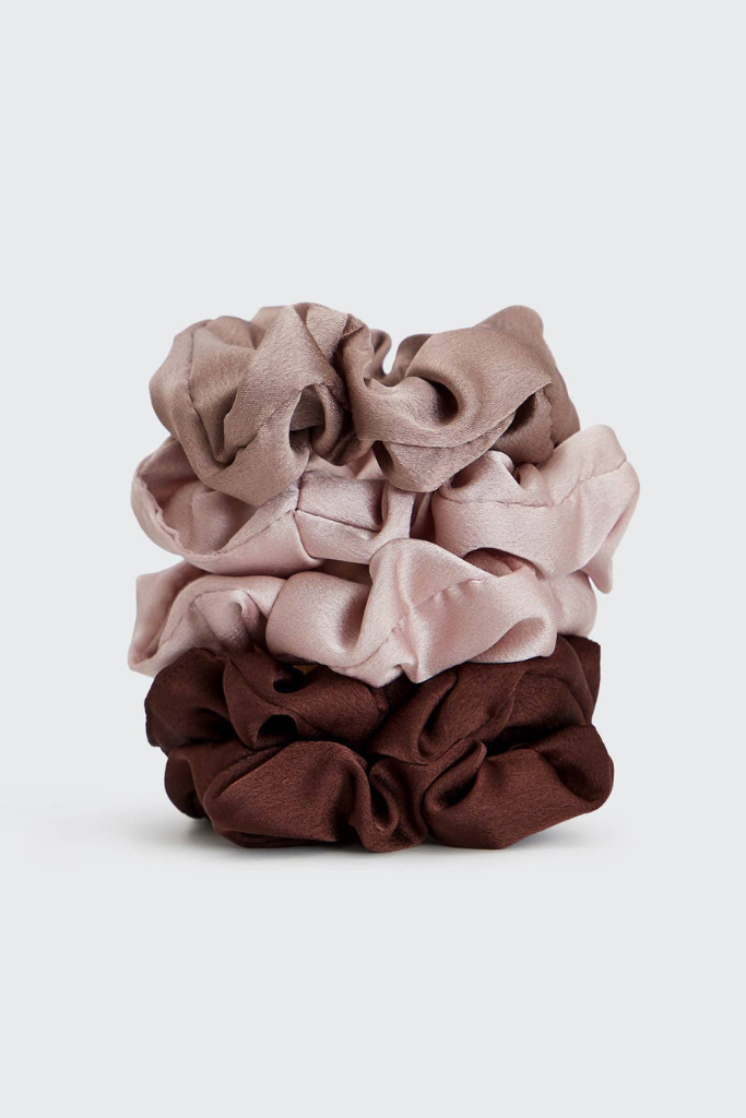 Satin Scrunchies 5pc- Cameo