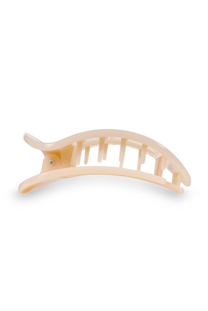 TELETIES Medium Flat Round Clip- Almond Beige