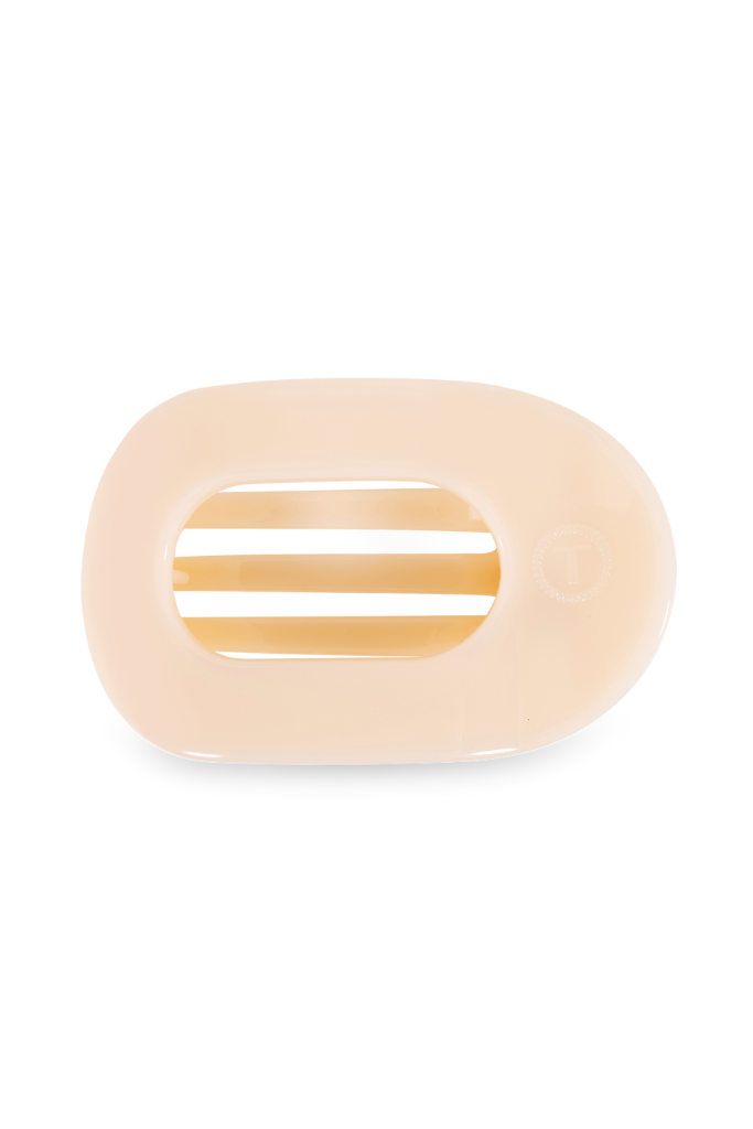 TELETIES Medium Flat Round Clip- Almond Beige