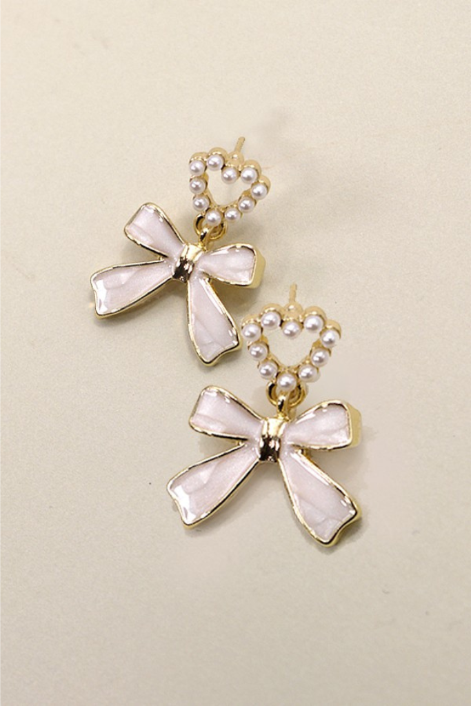 Keep It Cute Pearl Bow Earring - Gold
