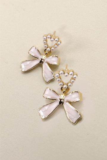 Keep It Cute Pearl Bow Earring - Gold