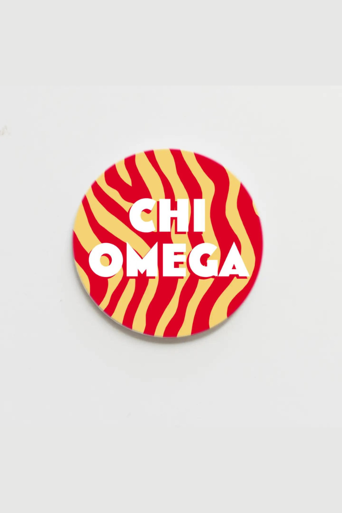 Chi Omega Zebra Greek Button - 3 Inch