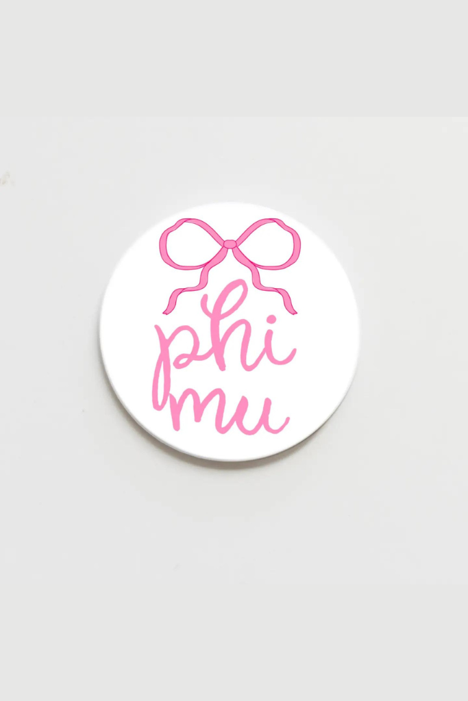Phi Mu Greek Bow Button - 2.25 Inch