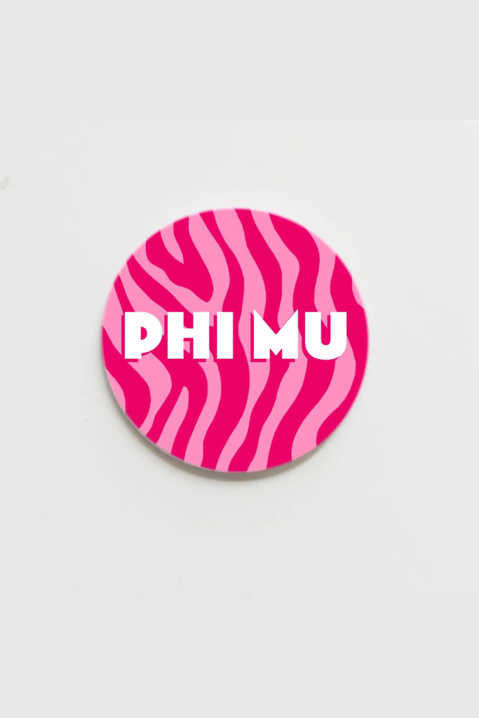 Phi Mu Zebra Greek Button - 3 Inch