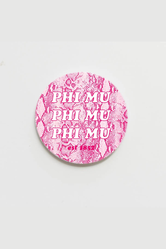 Phi Mu Greek Snake Print Button - 3 Inch