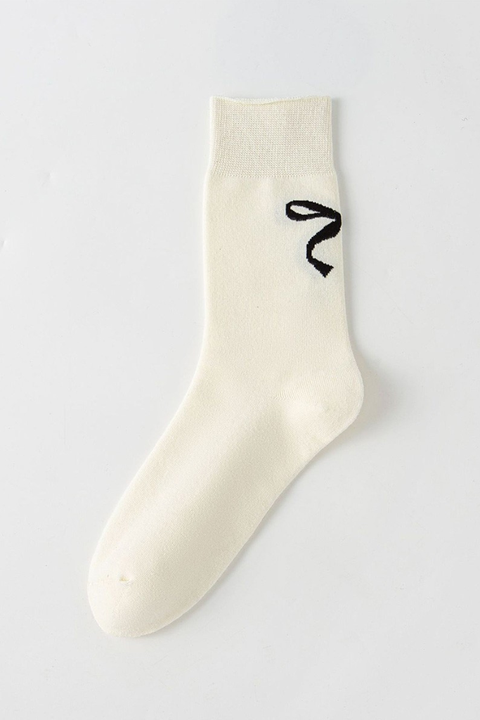Peak -A- Bow Calf Socks - Off White