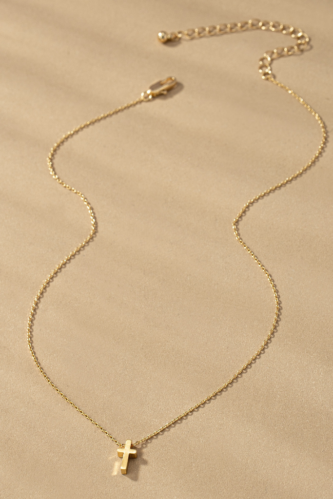 Mini Cross Necklace - Gold