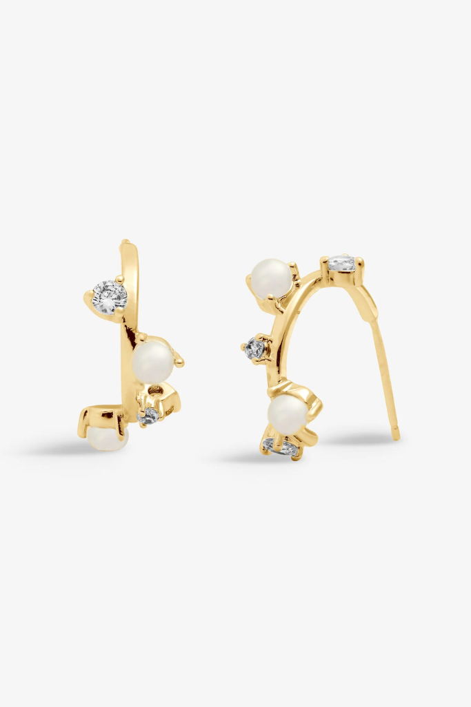 A Little &quot;Halo Pearl&quot; Earrings - Gold