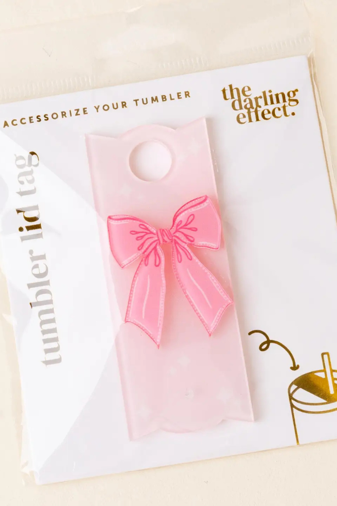 Tumbler Lid Tag - Pink Bow