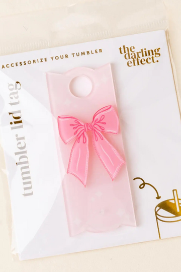 Tumbler Lid Tag - Pink Bow
