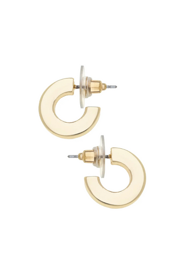 Emmy Small Flat Hoops Earring  - Shiny Gold