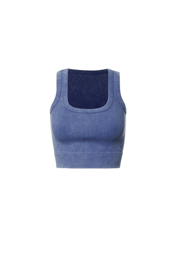 Carrie Ribbed Cropped Tank - Dark Blue