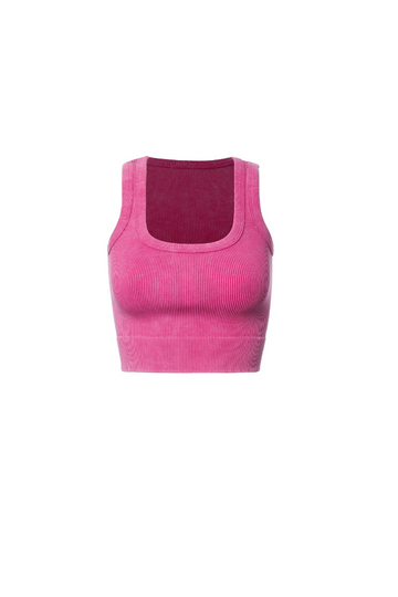 Carrie Ribbed Cropped Tank - Magenta