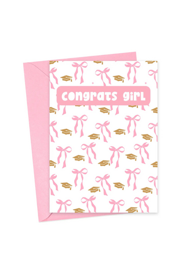 " Congrats Girl" Bow Graduation Card