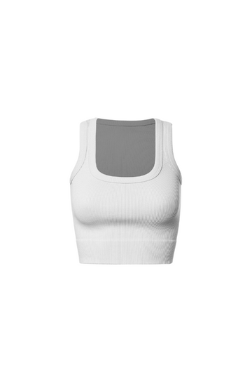 Carrie Ribbed Cropped Tank - White