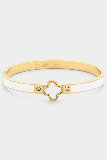 Merliah Hinge Bangle - White/Gold