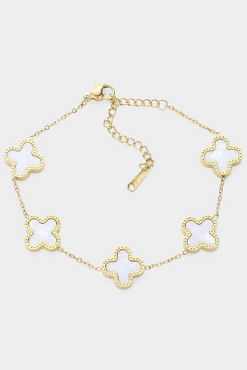 Annalise Quatrefoil Bracelet - Pearl/Gold