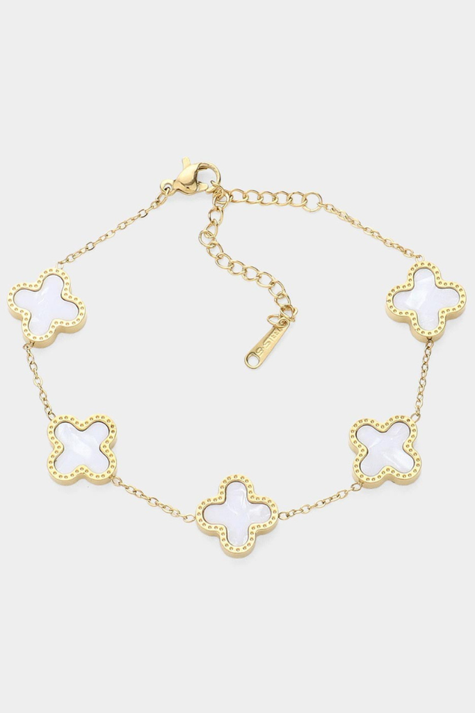 Annalise Quatrefoil Bracelet - Pearl/Gold