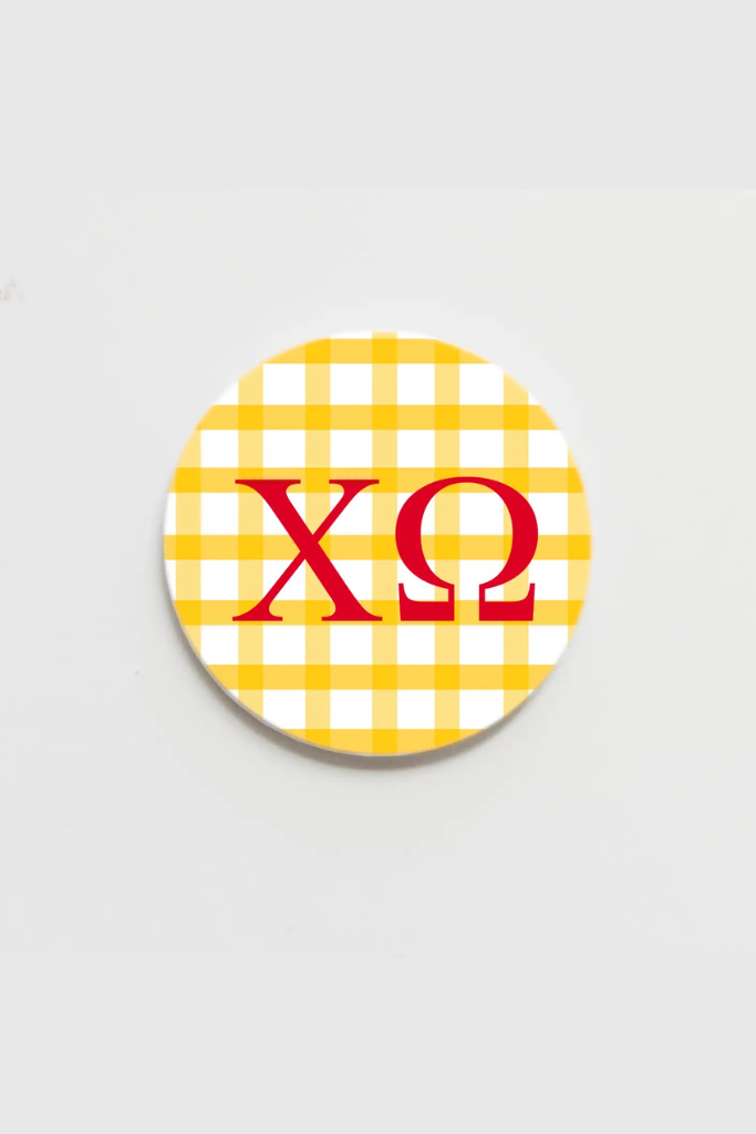 Chi Omega 3in Button - Gingham