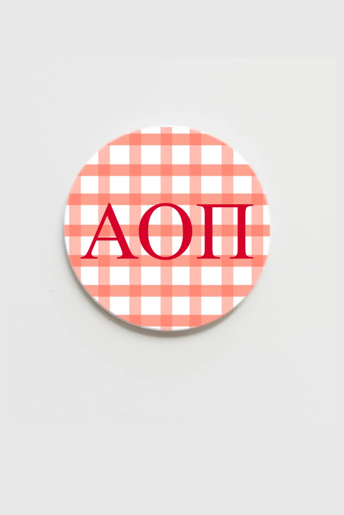 Alpha Omicron Pi 3in Button - Gingham