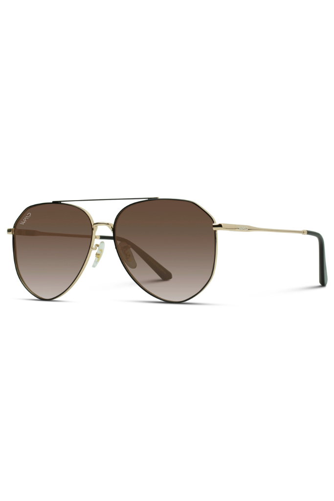 WMP Ramsey Aviator Sunglasses - Black/Brown Lens