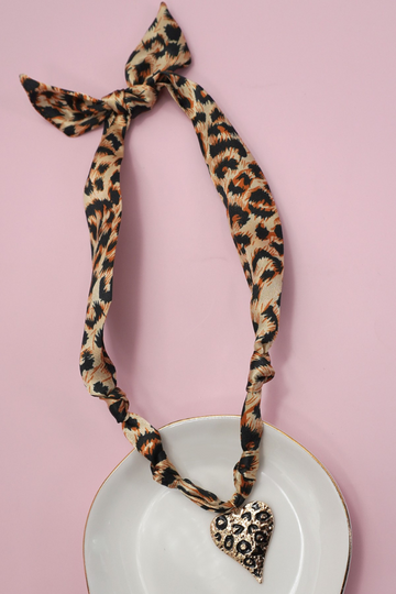 Helaine Scarf Necklace - Cheetah Heart