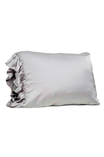 King Ruffle Satin Pillowcase - Grey