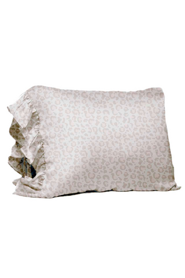 King Ruffle Satin Pillowcase - Leopard