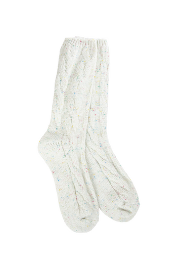 Ragg Cable Crew Socks - Vanilla Confetti