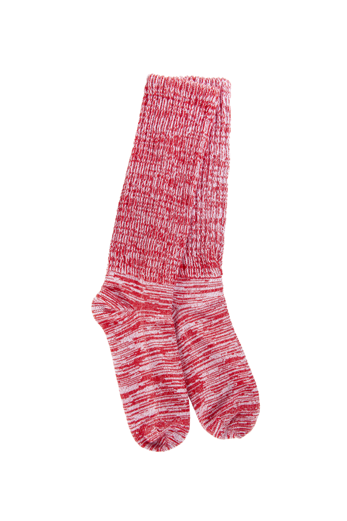Slub Slouch Crew Sock -Peppermint