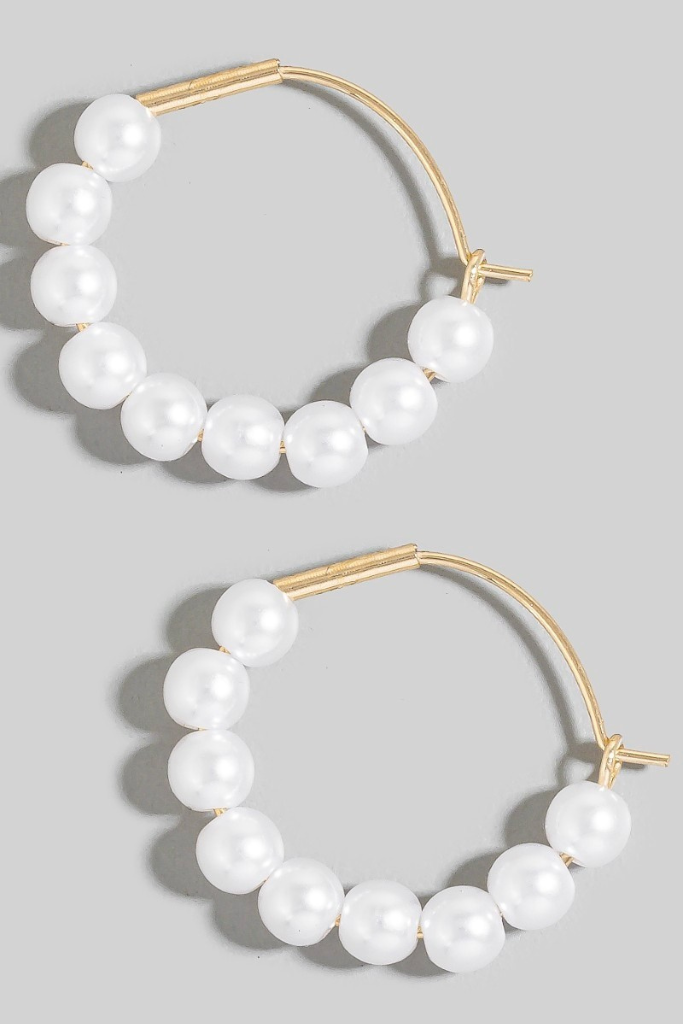 Pure Pearl Hoop Earrings - Gold
