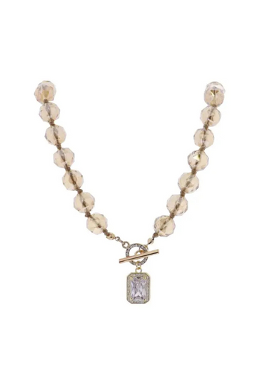 Chunky Beaded Toggle Necklace - Champagne