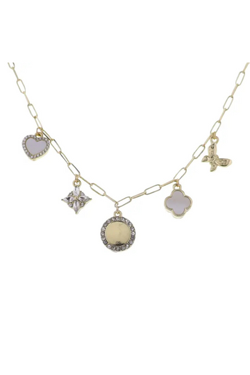 Paperclip Chain Charm Necklace - Gold