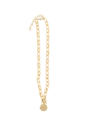 Hammered Disk Chain Necklace - Gold
