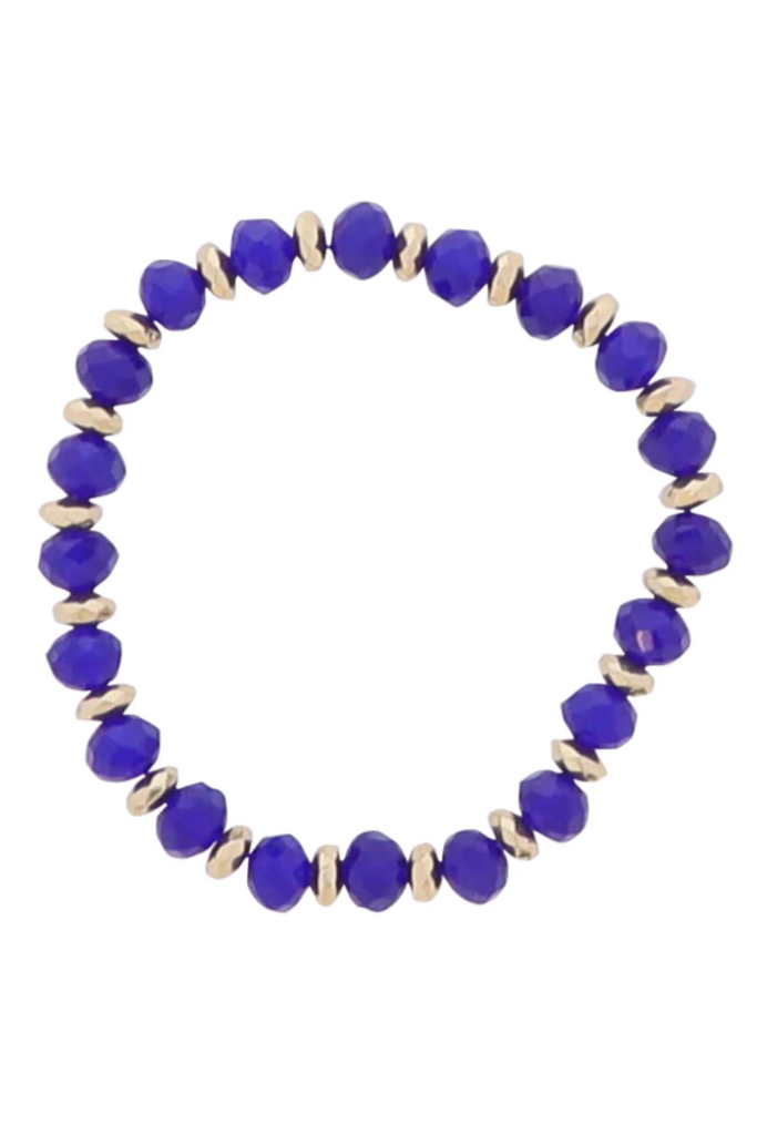 Faceted Beaded Bracelet - Blue/Gold