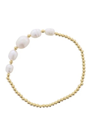 5 Pearls Stretch Bracelet - Gold