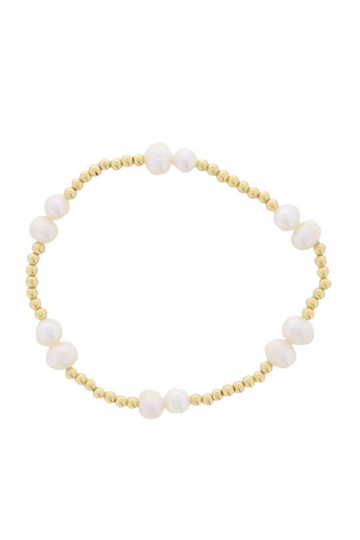 2 Pearl Pattern Stretch Bracelet - Gold