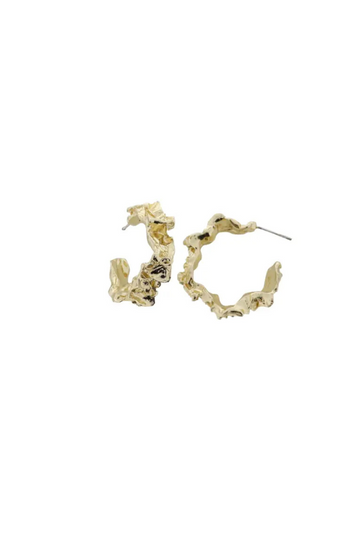 Scrunchy Hoop Earrings - Gold